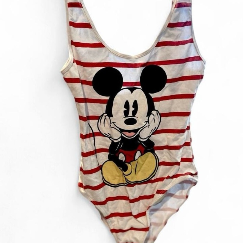Disney Mickey Mouse Red and White Striped Bodysuit